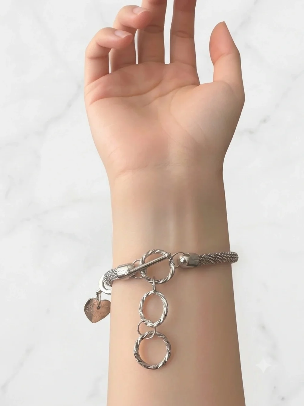 Silver Heart Charm Bracelet Watch - Women Accessories